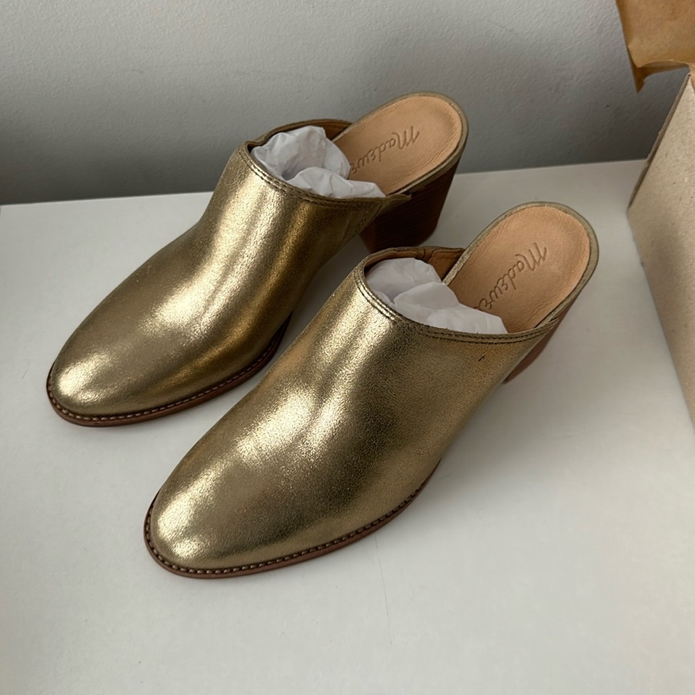 Madewell The Harper Mule in Metallic Gold